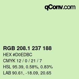 カラーコード: RGB 208.1 237 188 | qconv.com