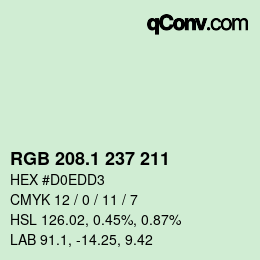 カラーコード: RGB 208.1 237 211 | qconv.com