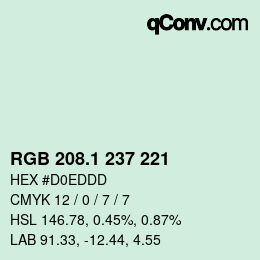 Color code: RGB 208.1 237 221 | qconv.com