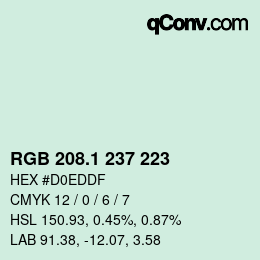 カラーコード: RGB 208.1 237 223 | qconv.com