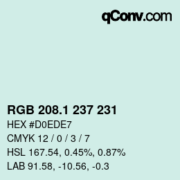 Color code: RGB 208.1 237 231 | qconv.com