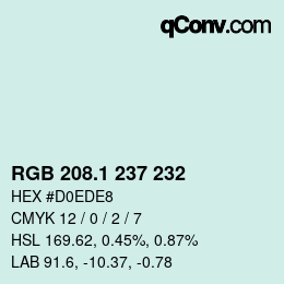 カラーコード: RGB 208.1 237 232 | qconv.com