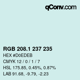 Color code: RGB 208.1 237 235 | qconv.com