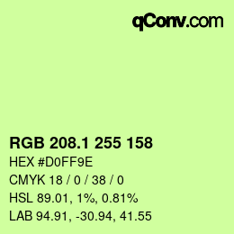 カラーコード: RGB 208.1 255 158 | qconv.com