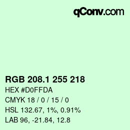 カラーコード: RGB 208.1 255 218 | qconv.com