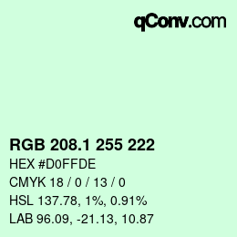 カラーコード: RGB 208.1 255 222 | qconv.com