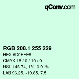 カラーコード: RGB 208.1 255 229 | qconv.com