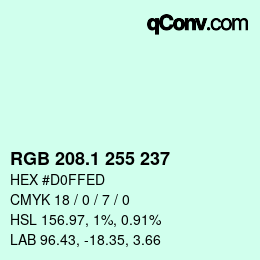 カラーコード: RGB 208.1 255 237 | qconv.com