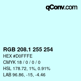 Color code: RGB 208.1 255 254 | qconv.com