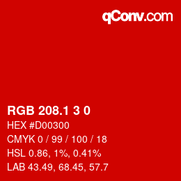 カラーコード: RGB 208.1 3 0 | qconv.com
