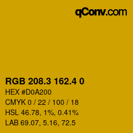 カラーコード: RGB 208.3 162.4 0 | qconv.com