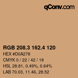 カラーコード: RGB 208.3 162.4 120 | qconv.com
