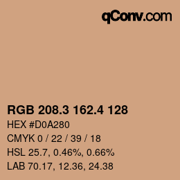 カラーコード: RGB 208.3 162.4 128 | qconv.com