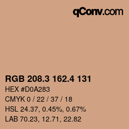 カラーコード: RGB 208.3 162.4 131 | qconv.com
