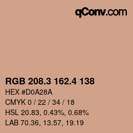 カラーコード: RGB 208.3 162.4 138 | qconv.com