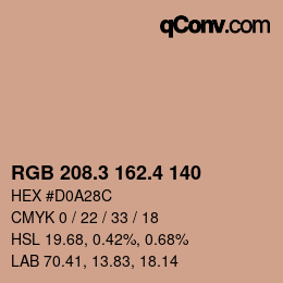 カラーコード: RGB 208.3 162.4 140 | qconv.com