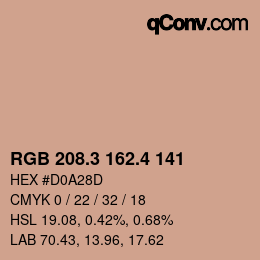 カラーコード: RGB 208.3 162.4 141 | qconv.com