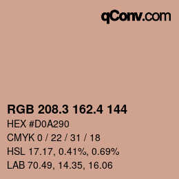 カラーコード: RGB 208.3 162.4 144 | qconv.com