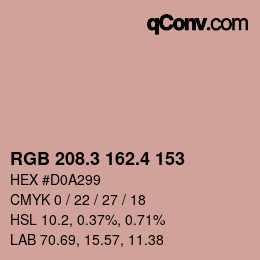 カラーコード: RGB 208.3 162.4 153 | qconv.com