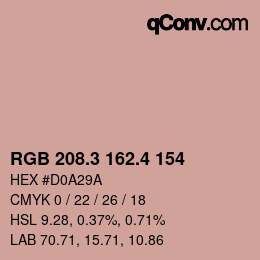 カラーコード: RGB 208.3 162.4 154 | qconv.com