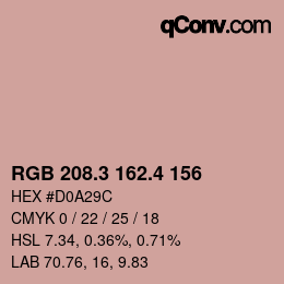 カラーコード: RGB 208.3 162.4 156 | qconv.com