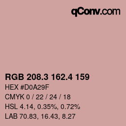 カラーコード: RGB 208.3 162.4 159 | qconv.com