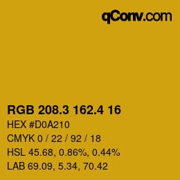 カラーコード: RGB 208.3 162.4 16 | qconv.com