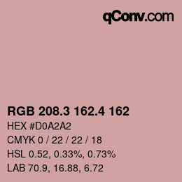 カラーコード: RGB 208.3 162.4 162 | qconv.com