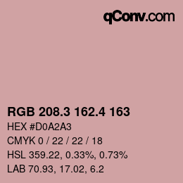 カラーコード: RGB 208.3 162.4 163 | qconv.com