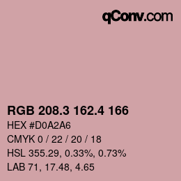 カラーコード: RGB 208.3 162.4 166 | qconv.com