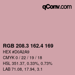 カラーコード: RGB 208.3 162.4 169 | qconv.com
