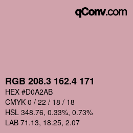 カラーコード: RGB 208.3 162.4 171 | qconv.com