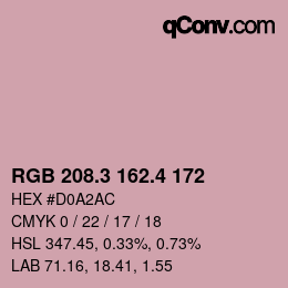 カラーコード: RGB 208.3 162.4 172 | qconv.com