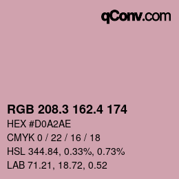 カラーコード: RGB 208.3 162.4 174 | qconv.com