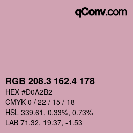 カラーコード: RGB 208.3 162.4 178 | qconv.com