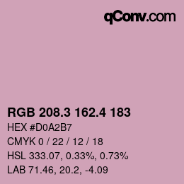 カラーコード: RGB 208.3 162.4 183 | qconv.com
