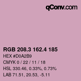 カラーコード: RGB 208.3 162.4 185 | qconv.com