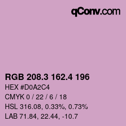 カラーコード: RGB 208.3 162.4 196 | qconv.com