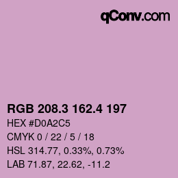 カラーコード: RGB 208.3 162.4 197 | qconv.com