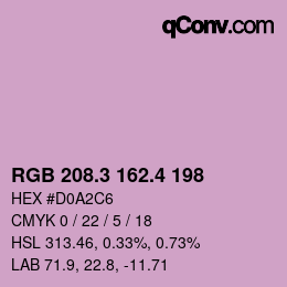 カラーコード: RGB 208.3 162.4 198 | qconv.com