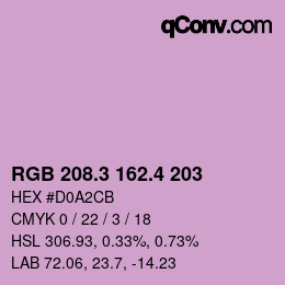 カラーコード: RGB 208.3 162.4 203 | qconv.com