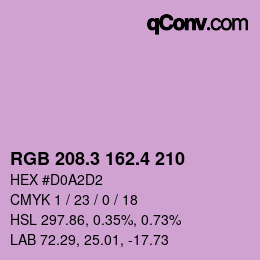 カラーコード: RGB 208.3 162.4 210 | qconv.com