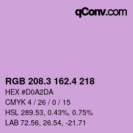 カラーコード: RGB 208.3 162.4 218 | qconv.com
