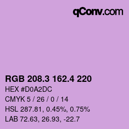 カラーコード: RGB 208.3 162.4 220 | qconv.com