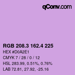 カラーコード: RGB 208.3 162.4 225 | qconv.com
