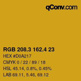 カラーコード: RGB 208.3 162.4 23 | qconv.com