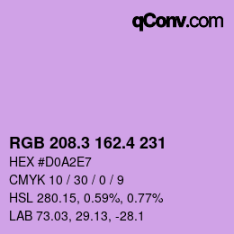 カラーコード: RGB 208.3 162.4 231 | qconv.com