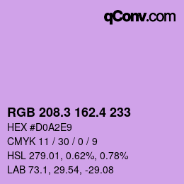 カラーコード: RGB 208.3 162.4 233 | qconv.com