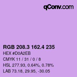 カラーコード: RGB 208.3 162.4 235 | qconv.com