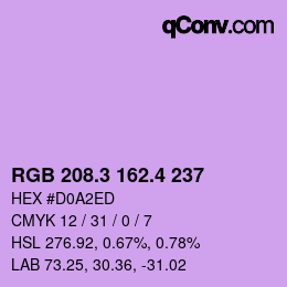 カラーコード: RGB 208.3 162.4 237 | qconv.com